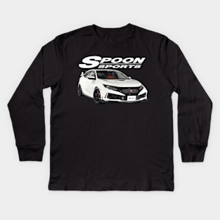 CIVIC champ white type R FK8 Spoon Turbo Kids Long Sleeve T-Shirt